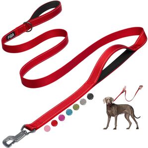 Fida 犬用リード 1.8m ロングリード ダブルハンドル 夜間反射 中型犬〜大型犬用
