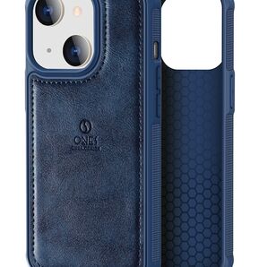 iPhone14Pro 衝撃吸収ケース ONES製 スマホカバー 濃紺 ネイビー PUレザー 高級感◎ iPhoneケース