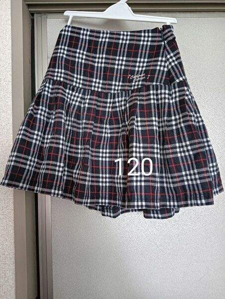 スカート 120 チェック柄 音符 チェック 裏地 フレア