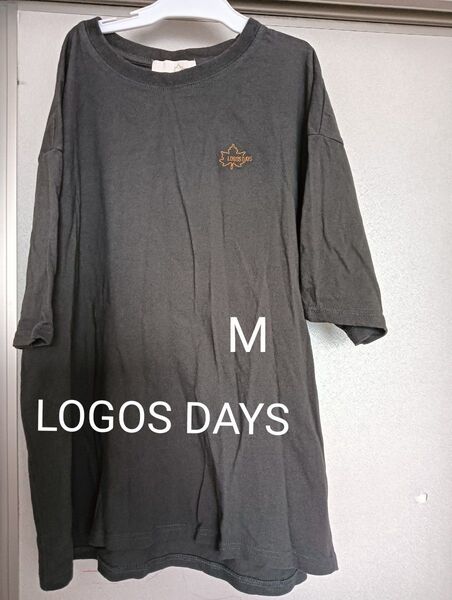 半袖Tシャツ M LOGOS DAYS Tシャツ ハッピー happy 綿100% ゆったり アウトドア 山 バックプリント