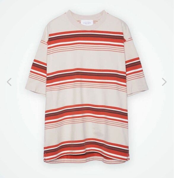 新品 UNUSED アンユーズド 24ss US2433 加工 ボーダーTシャツ "BEIGExRED"