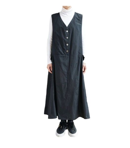 Y's for living ワイズfabric+furnishings タフタ+ドビーチェック切替ジャンパードレス ワンピース