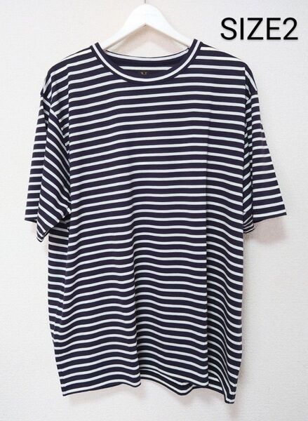 新品BATONER バトナー24ss SUMMER WOOL BORDER T-SHIRT ボーダー サマー ウールTシャツ2紺