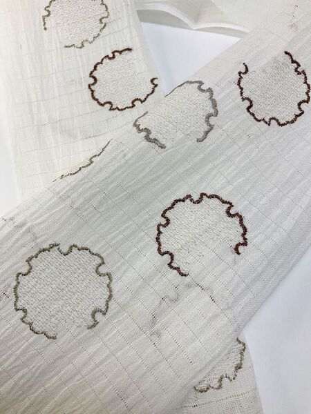 夏半衿 本場小千谷縮 本麻 絽目 刺繍半衿 夏着物 浴衣にも 涼しげ 雪輪 豪華 麻100% グリーン 新品未使用品 日本製