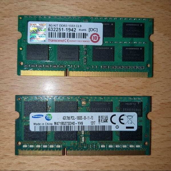 メモリ4GB×2枚 DDR3 1333MHz Samsung Transcend