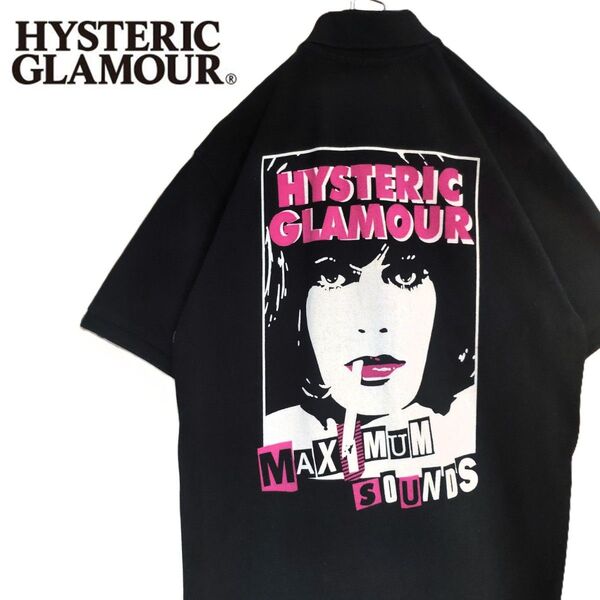 HYSTERIC GLMOUR ヒステリックグラマー ポロシャツ 黒 ヒスガール ブラック ビッグロゴ プリント 半袖 シャツ
