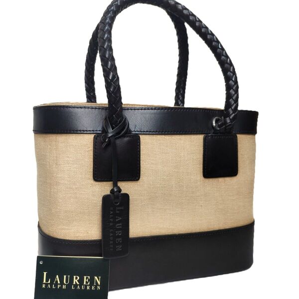 LAUREN RALPH LAUREN ローレン ラルフローレン 2way ハンドバッグ キャンバス ショルダーバッグ レザー