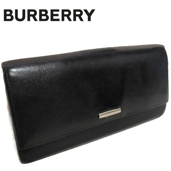 BURBERRY バーバリー 長財布 レザー ノバチェック がま口 ブラック 黒 ウォレット ファスナー ジッパー ロゴ