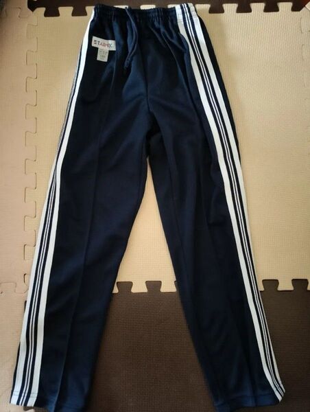 クーポン 美品 ジャージ 長ズボン 体操服 体操着 ネイビー 紺 スクール 学校 小学生 150 サイドライン入 男の子女の子
