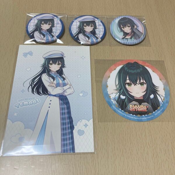 学園アイドルマスター 月村手毬 缶バッジ ポストカード コースター アニメバコ 極楽湯 スキー場 5点セット