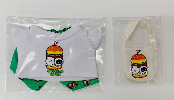 BTS Jin ジン Wootteo x RJ パジャマ ぬいぐるみ服 15cm ミニトートバッグ セット WT×RJシリーズ