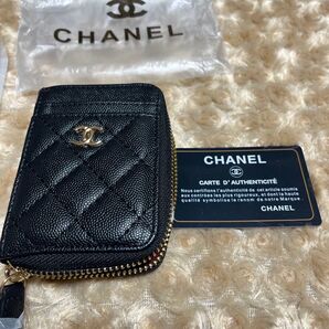 今日限定【未使用】CHANEL キャビアスキン カードケース 小銭入れ ブラック