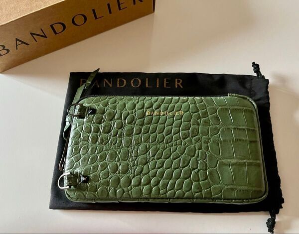 BANDOLIER・EMMA CROC GREEN EXPANDED POUCH レザー ポーチ