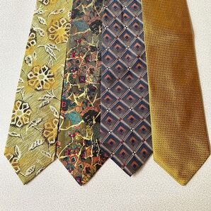 中古ネクタイ 黄色系4本セット ブランド有 まとめ売り