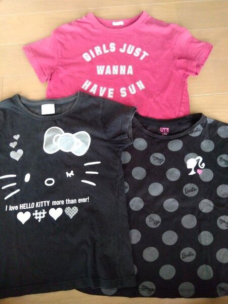 女の子Tシャツ3枚セット Barbie ハローキティ 130