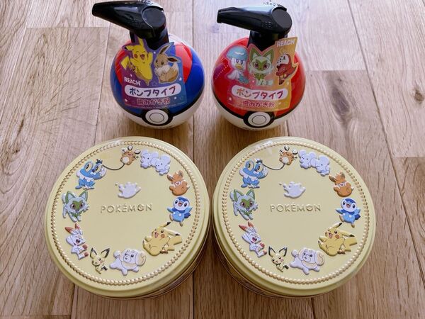 新品未開封!ポケモン チョコレート お菓子 ギフト スイートサークル缶 REACH ポケモン 歯磨き粉 ポンプタイプ 4点セット