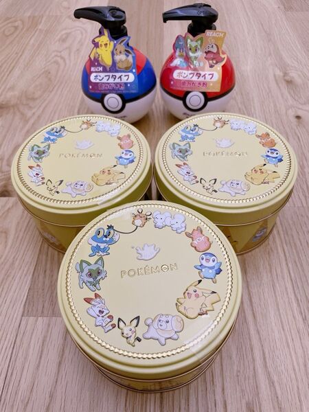 新品未開封!ポケモン チョコレート お菓子 ギフト スイートサークル缶 REACH ポケモン 歯磨き粉 ポンプタイプ 5点セット