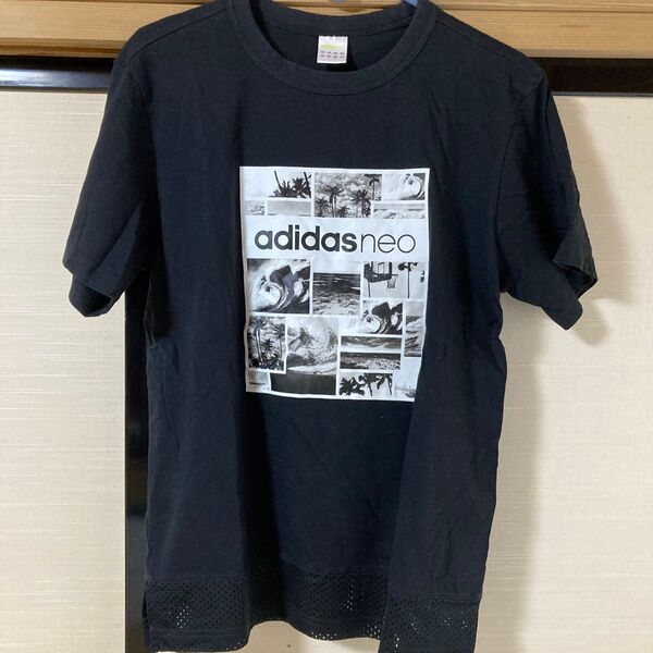 adidas neo Tシャツ メンズ 黒 メッシュ