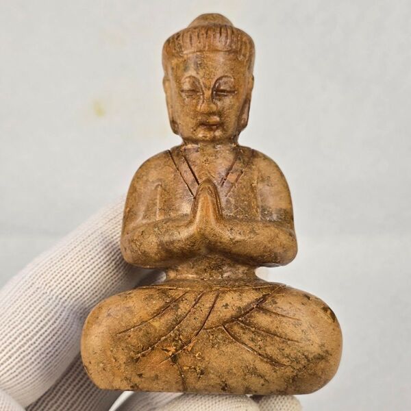 希少 仏教古美術 天然高古玉 原石 細工手彫り 釈迦牟尼像 置物 縁起物 美品