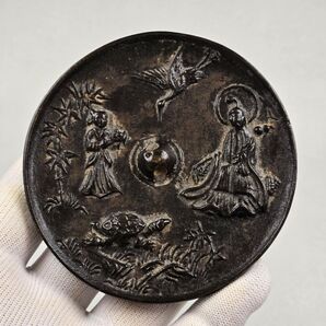 骨董品 青銅器 太極仙翁 唐子 亀鶴紋 唐鏡 銅鏡 激安