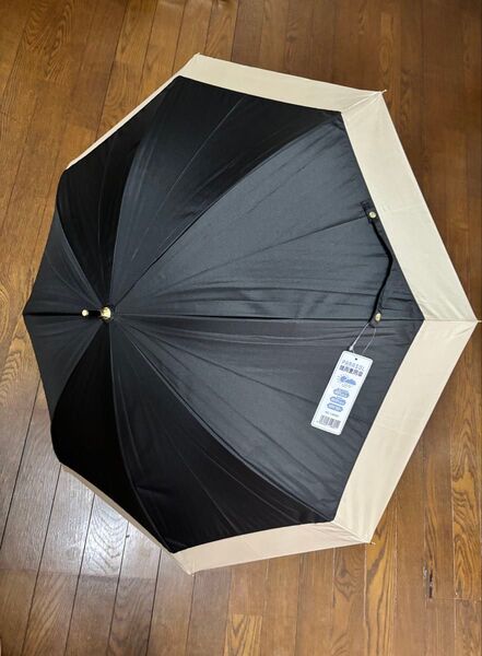 晴雨兼用 日傘 ブラック×ベージュ 裏側黒コーティング 遮光遮熱 UPF50