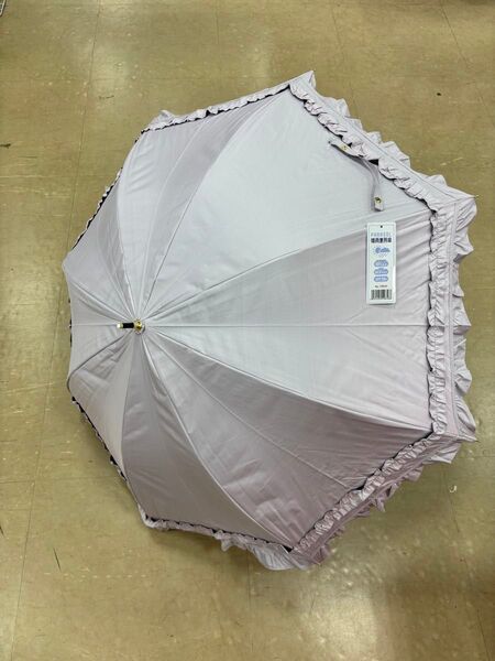 晴雨兼用 日傘 フリル ラベンダー 裏側黒コーティング 遮光遮熱 UPF50 軽量グラスファイバー