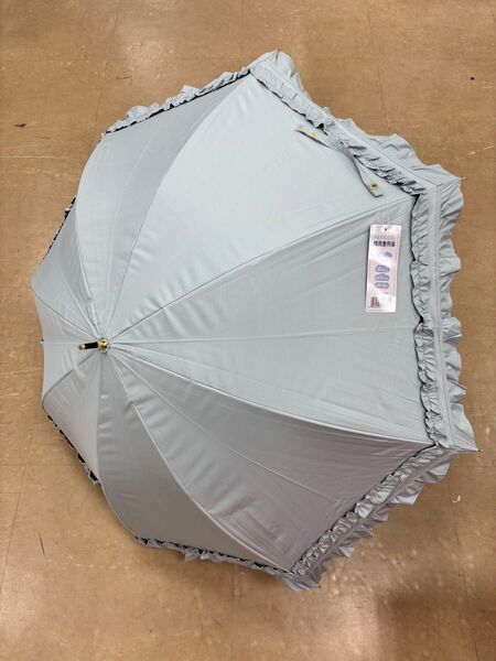 晴雨兼用 日傘 フリル ミントグリーン 裏側黒コーティング 遮光遮熱 UPF50 軽量グラスファイバー