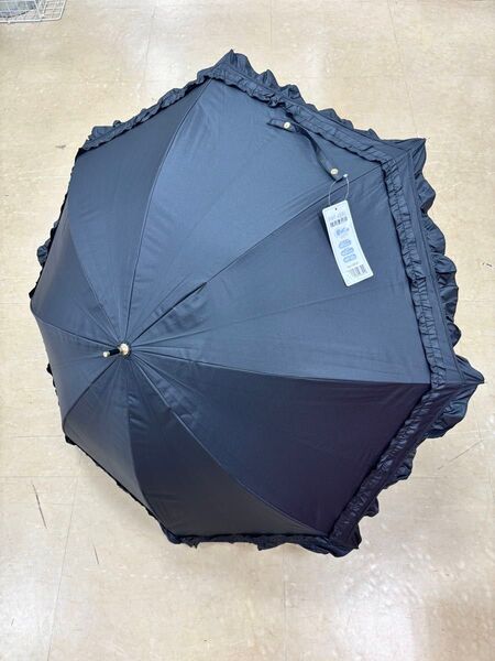 晴雨兼用 日傘 フリル 裏側黒コーティング 遮光遮熱 UPF50 軽量グラスファイバー
