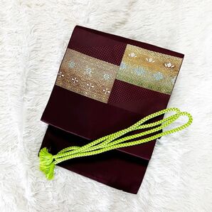 高級 名古屋帯 紫 金 美品