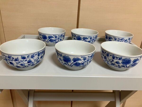 橘吉 たち吉 タチキチ 染付 お好み碗 青い花模様 茶碗 6個セット