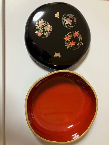 ハナエモリ しっきシック 漆器 菓子器 花模様