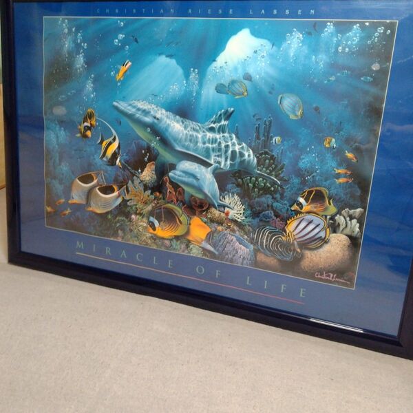 クリスチャン・ラッセン 額入りポスター画 ミラクルオブライフ 額98cm×67.5cm