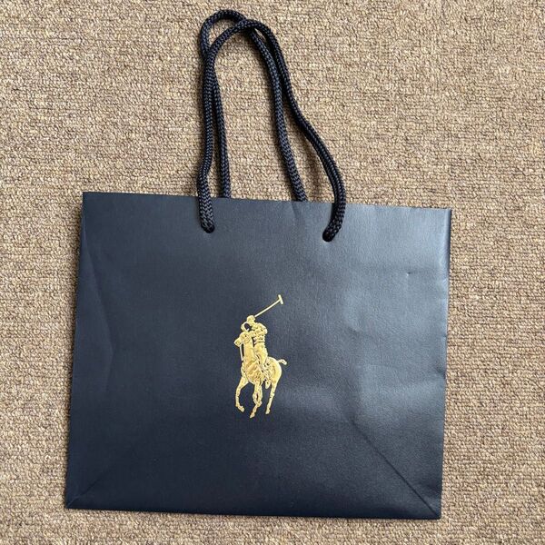 Ralph Lauren ショップ袋 黒 ポロ馬のロゴ メッセージカード付き
