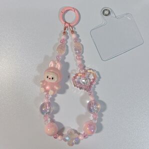 ① ラブブ LABUBU キーホルダー ストラップ ピンク系
