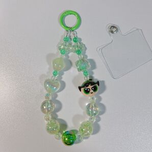① パワーパフガールズ バターカップ ストラップ キーホルダー 緑系 グリーン系