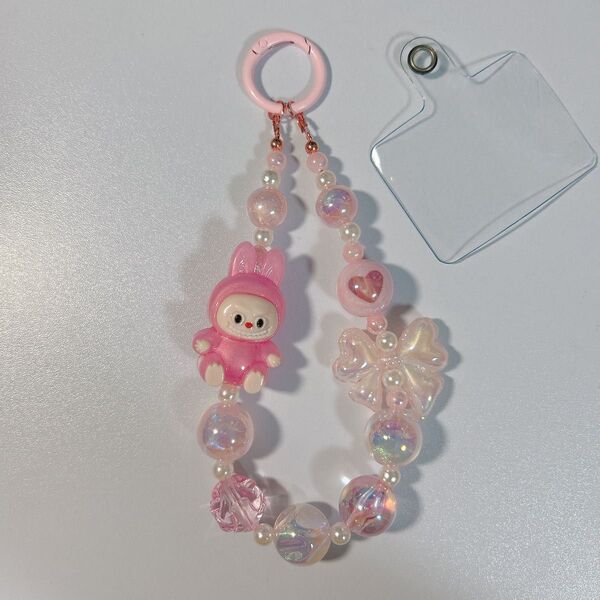 ② ラブブ LABUBU キーホルダー ストラップ ピンク系