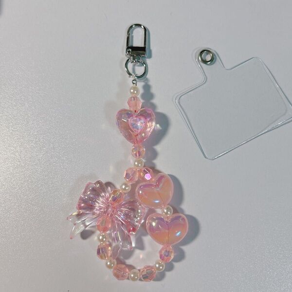 ② ピンク系 ストラップ キーホルダー バックチャーム ハンドメイド