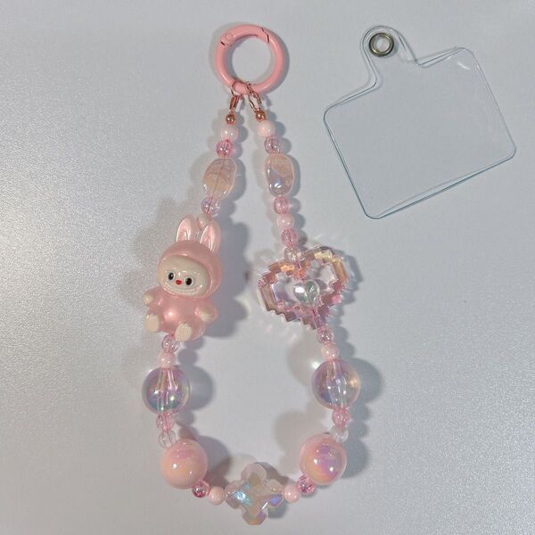 ① ラブブ LABUBU キーホルダー ストラップ ピンク系