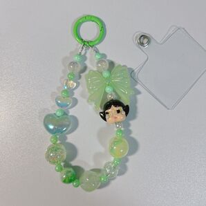 クライベイビー×パワパフガールズ バターカップ ストラップ キーホルダー 緑系 グリーン系