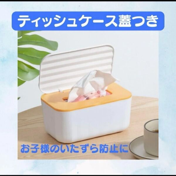 フタ付き ティッシュケース マスクケース 白 ホワイト 壁掛け フック ばね