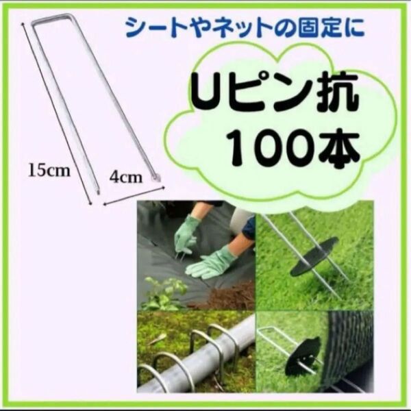 Uピン杭 15cm 大容量 防草シート ガーデニング 家庭菜園 園芸 板なし ピン