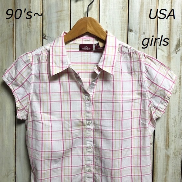 USA古着 90's～ インドコットンシャツ girls 15 XL ヴィンテージ キッズ 子供服 アメリカ古着 ●23