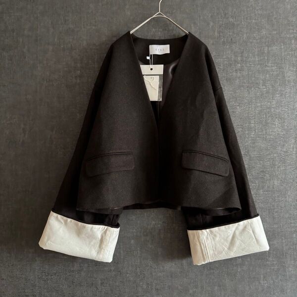 希少サイズ S ETRE TOKYO ワイドスリーブノーカラージャケット