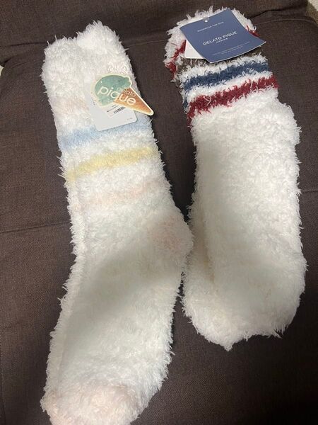 新品タグ付き ジェラートピケ ソックス ボーダー 2足セット gelato pique ルームソックス