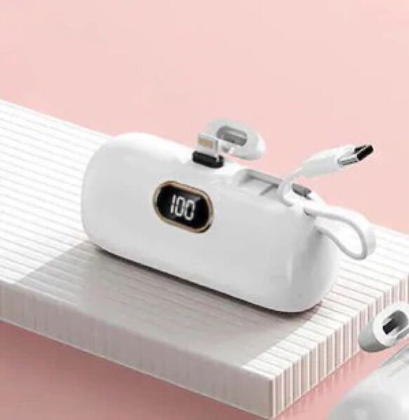 モバイルバッテリー 小型 Lightning Type-C 携帯充電器 2台同時充電可能