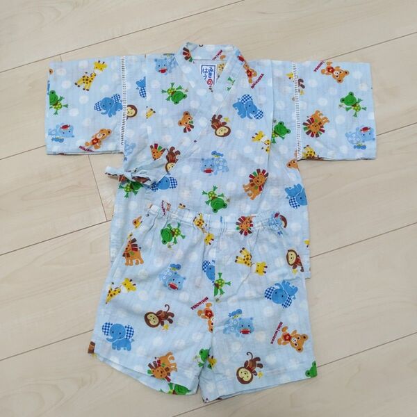 美品 ミキハウス プッチー君 お友達 アニマル柄 甚平 90