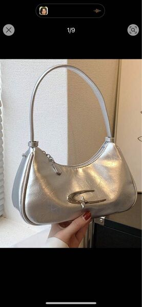 shein ショルダーバッグ シルバー メタリック