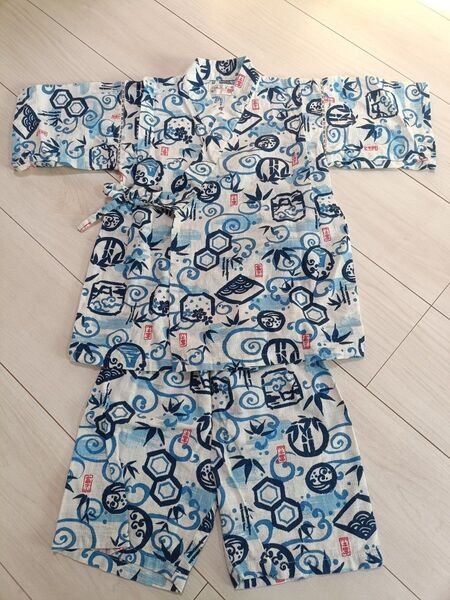 【2度着用】甚平 120cm 男の子 子供用 キッズ 綿100 夏祭り 幼稚園 保育園
