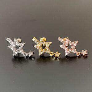 27:ボディピアス 星 ストーン 軟骨ピアス 20G シルバー