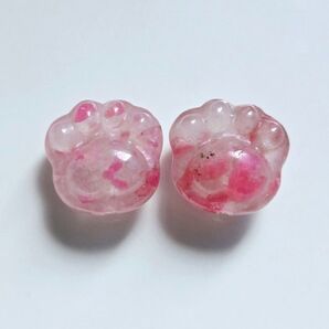 ★セール★桜雨ロードナイト☆肉球型パーツ 2個セット☆縦穴貫通